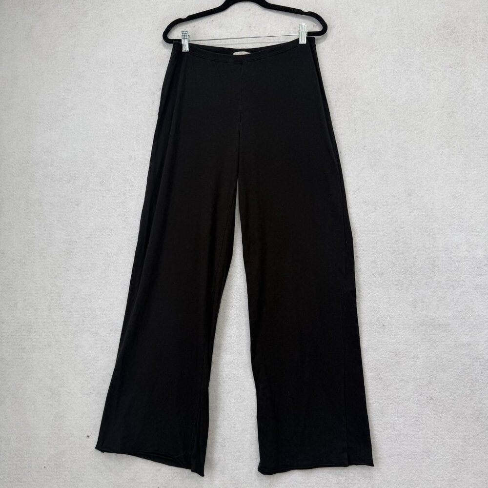 Skin Sweatpants Womens 2 Black Jersey Wide Leg Pull On Elastic Waist Lounge